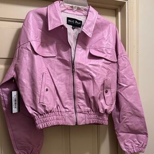 White Birch Glossy Pink Bomber Jacket